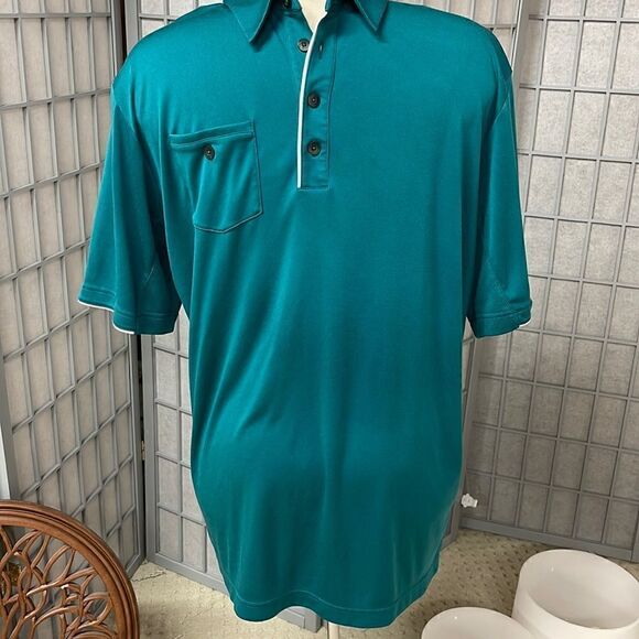 Adidas ClimaCool Performance Polo, Green/Dark Slate, Men’s Large. - Picture 1 of 5